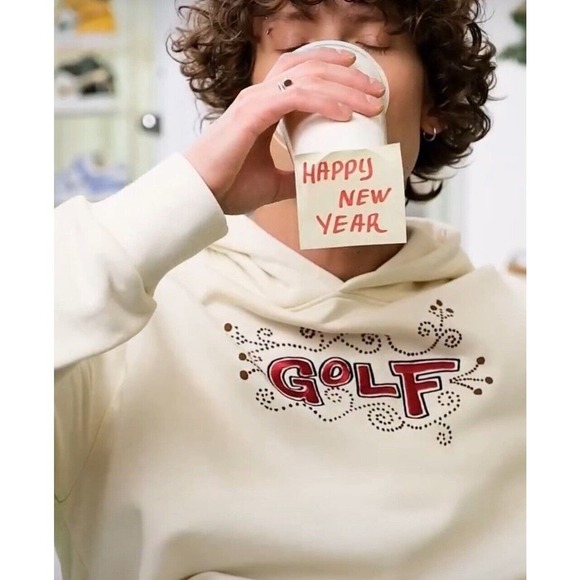 GOLF WANG Rigmarole Hoodie Cream White Red Embroidered Men’s Size Medium - Picture 2 of 11